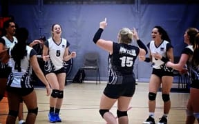 Lauren Fleury celebrates with the Volley Ferns. As the libero, the defensive specialist, Fleury will be seen prowling the back court in a different coloured top.