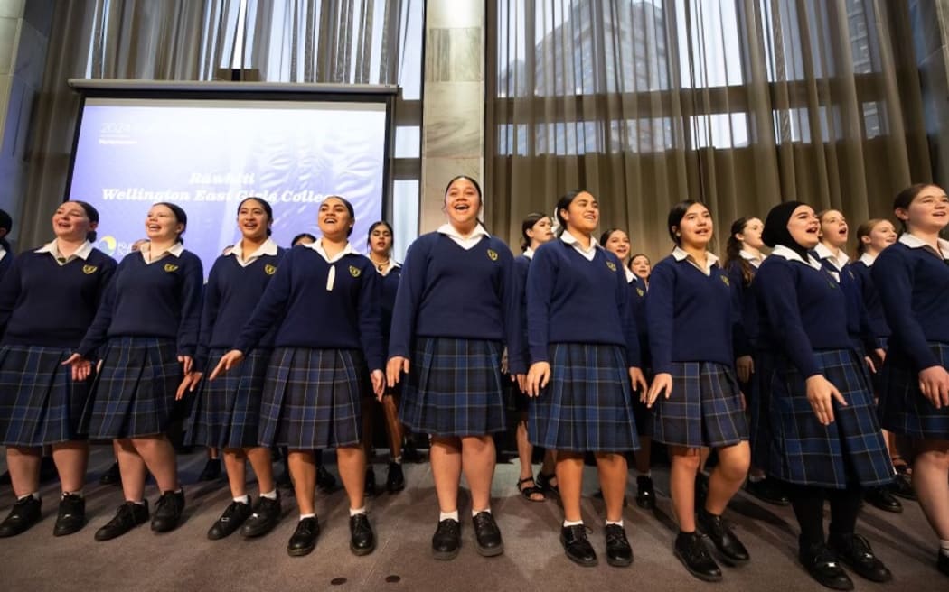 Ākonga Māori from Te Kura Kōhine o te Rāwhiti o te Upoko o te Ika/ Wellington East Girls' College performing Kapa Haka