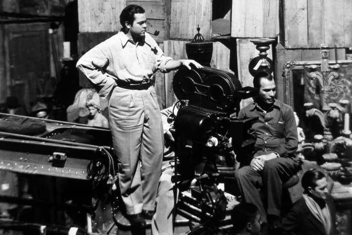 Orson Welles during the filming of Citizen Kane.