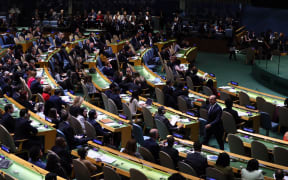 General view of the emergency special session over Jerusalem held by UN General Assembly in New York, United States on December 21, 2017.