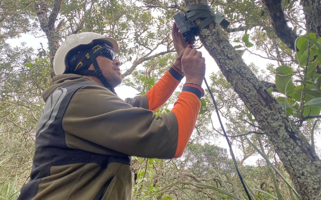 Setting up the camera.