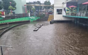 Huatoki Plaza, Pukeariki Landing in New Plymouth - flooding
