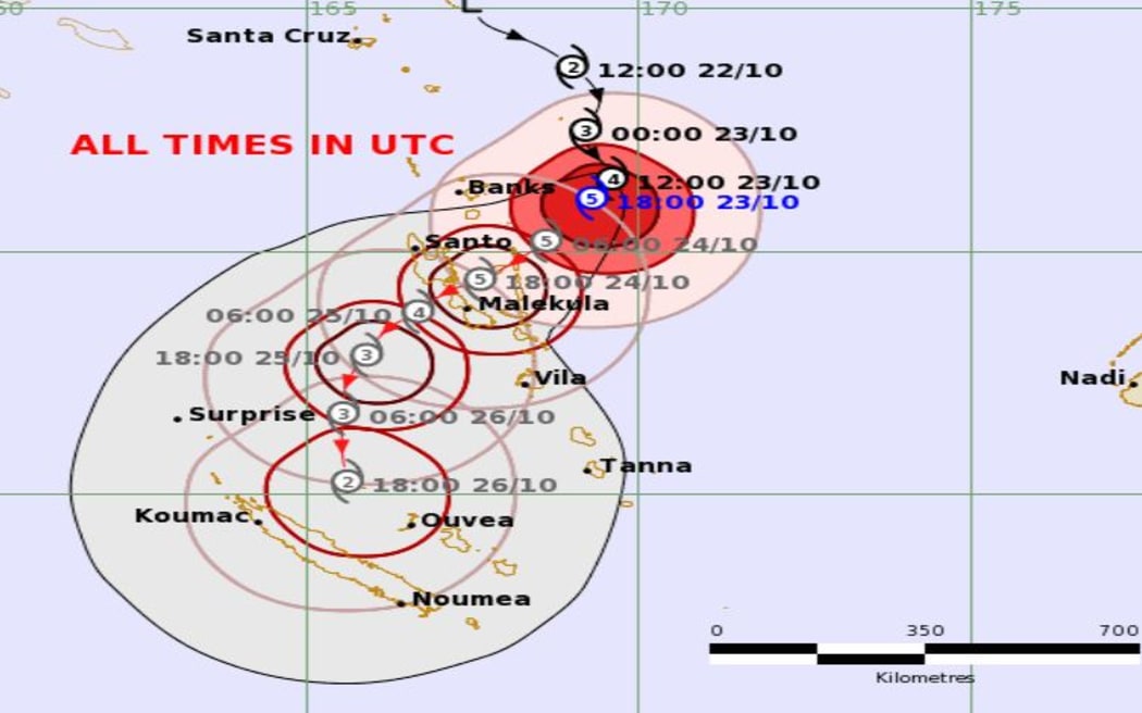 Mapa de seguimiento del ciclón tropical severo Lola