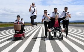 Ready to run the runway this February are trainee pilots Krish Shah, Chris Budai, Swaraj Sukhthankar, Parth Desai, Shivam Menelohiratta and event co-ordinator Irene Mosley.