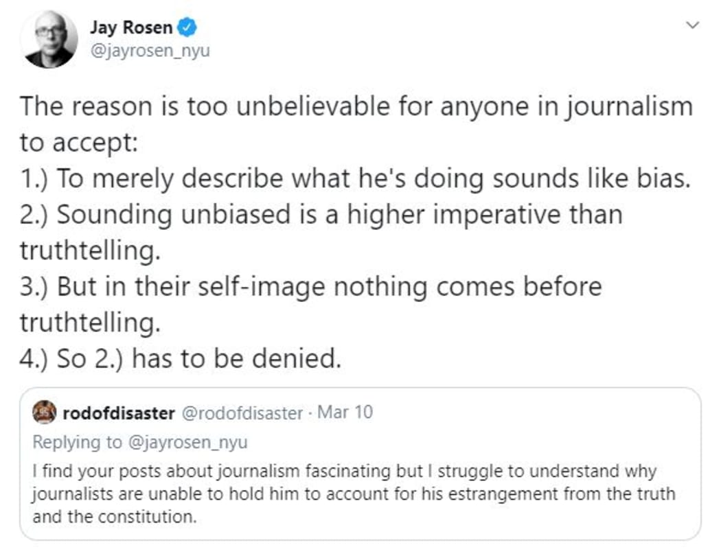A tweet from Jay Rosen on press bias