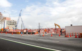 Construction site for the SkyCity Convention Centre on Hobson St in Auckland City.