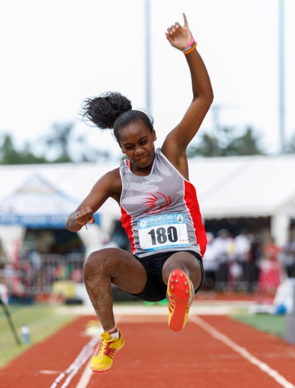 New Caledonia still leads the medals tally after the first day of athletics.