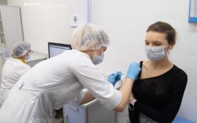 A health worker injects the Sputnik V coronavirus vaccine at the Covid-19 vaccination centre in Moscow, Russia. Iliya Pitalev / Sputnik