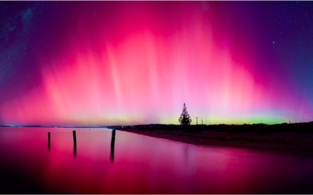 The aurora, as seen from Firth of Thames.