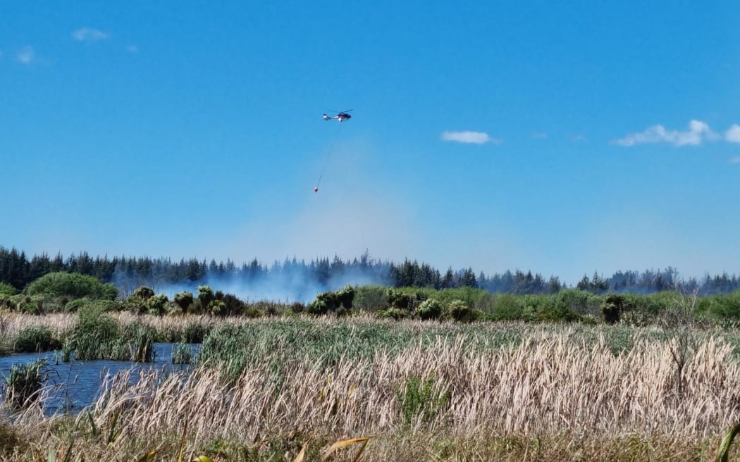 A Canterbury scrub fire seen from Pegasus.