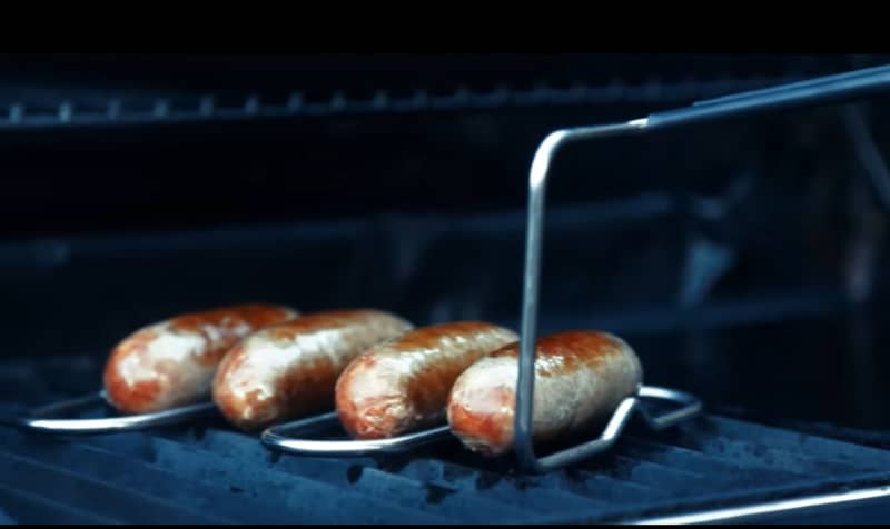 Alan Dyer's Sossbosser keeps sausages in place when cooking on the barbecue to ensure they're evenly browned all over.