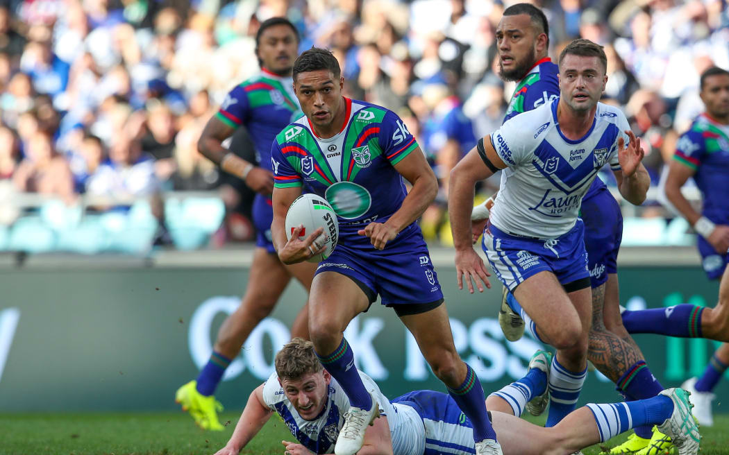 Te Maire Martin of the Warriors in possession. Canterbury Bulldogs v One NZ Warriors. NRL Rugby League, Accor Stadium., NSW, Australia, Saturday 6th July 2024 Copyright Photo: David Neilson / www.photosport.nz