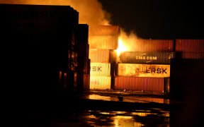 Firefighters try to contain the fire caused by an explosion at a private Inland Container Depot (ICD) in Sitakunda upazila in Chittagong, Bangladesh on 5 June, 2022.