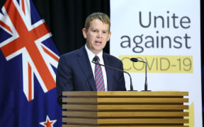 Education Minister Chris Hipkins speaks to media during a press conference at Parliament on 21 April 2020 in Wellington, New Zealand.