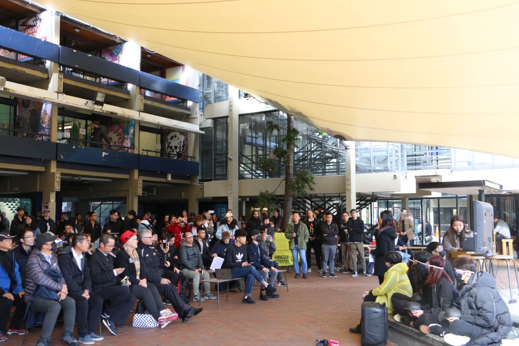 Hundreds of people turned out at the Auckland University quad for a rally on 6 August about the controversial law.