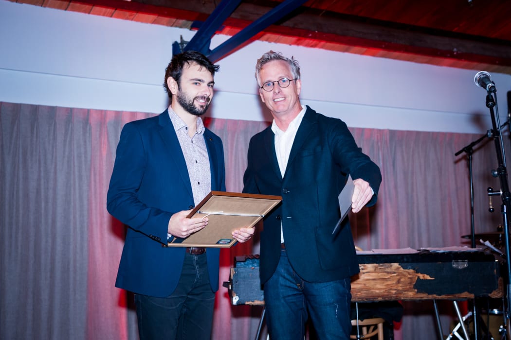 Callum Allardice being awarded the 2017 APRA Best Jazz Composition Award