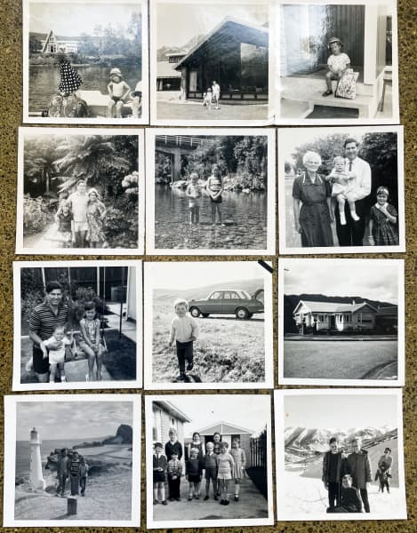 Adrian Heke's black and white polaroid family photos.