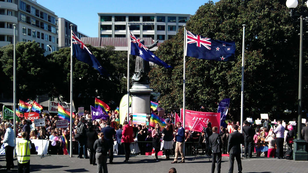 Hundreds marched to Parliament in support of the bill.