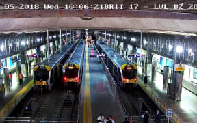 The affected train is pictured on the left.