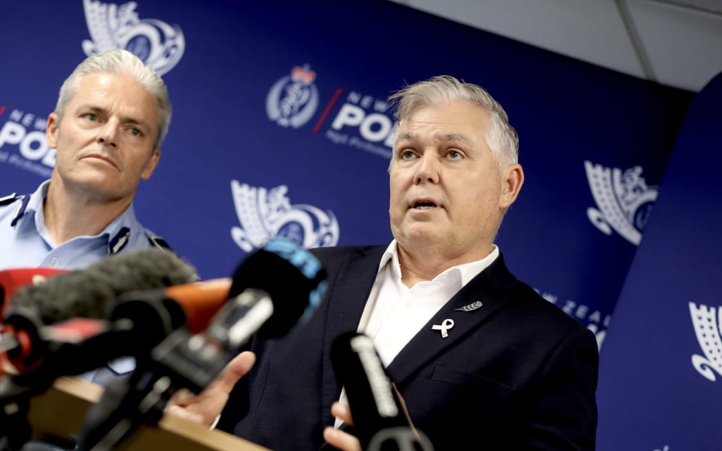 Police Commissioner Richard Chambers  and Police Minister Mark Mitchell.