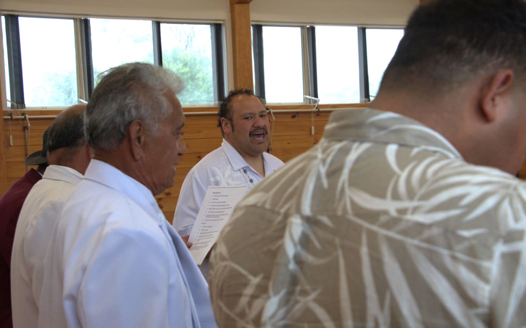 Men of the congregation, Cook Islands Christian Church, Porirua. Christmas Service recording 2023.