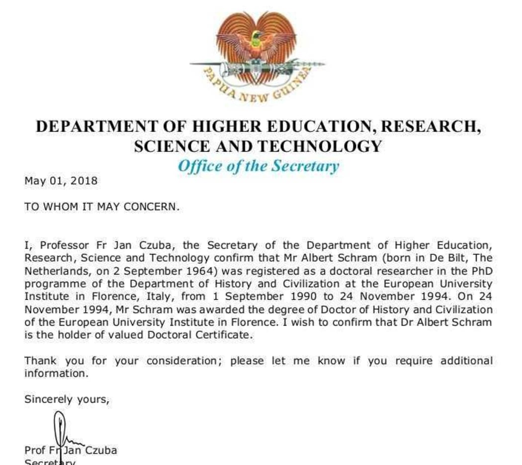 The letter from the Department of Higher Education.