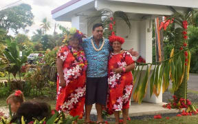 Cook Islands MP Tama Tuavera with constituents