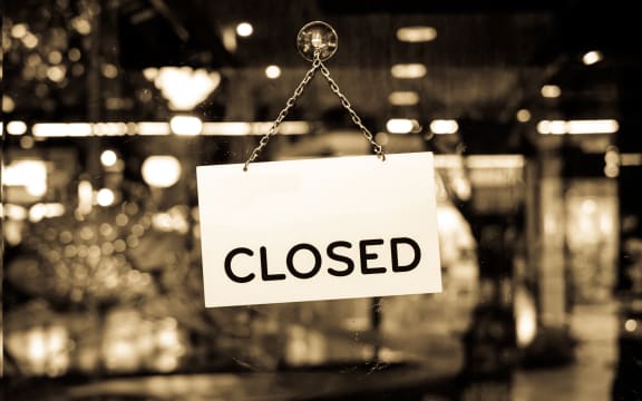 A closed sign hanging in a shop window