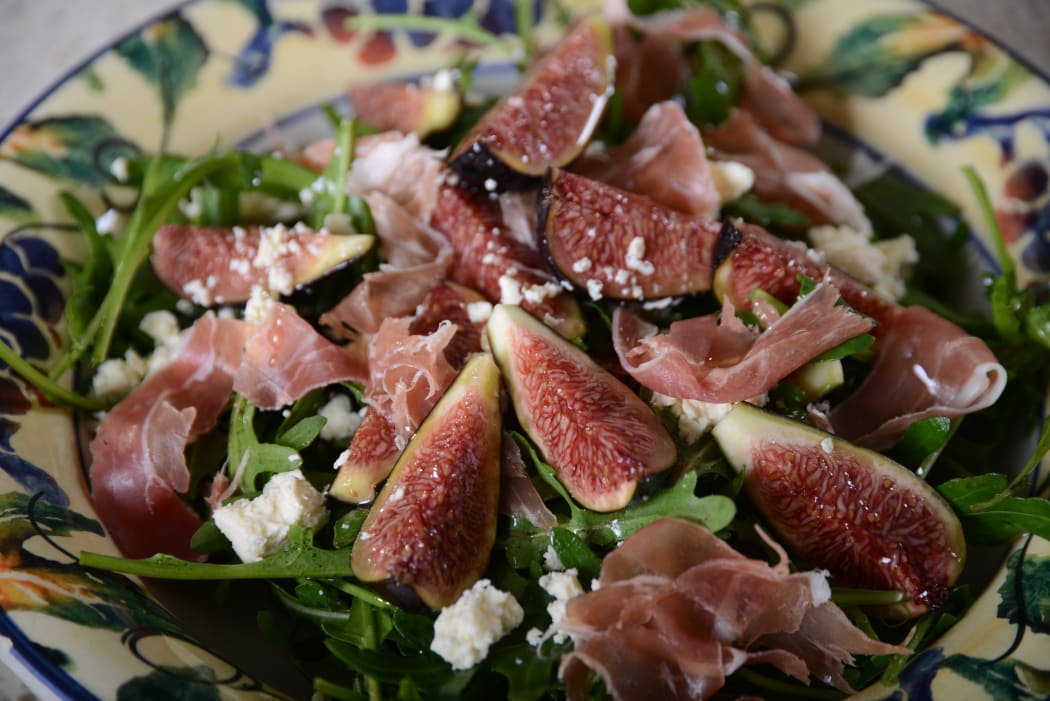 Fig, Goat's Cheese, Proscuitto and Walnut Salad