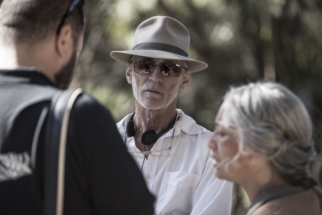 Lee Tamahori with Nancy Brunning on the set of Mahana