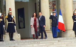 Prime Minister Jacinda Ardern at Elysee Palace with French president Emmanuel Macron