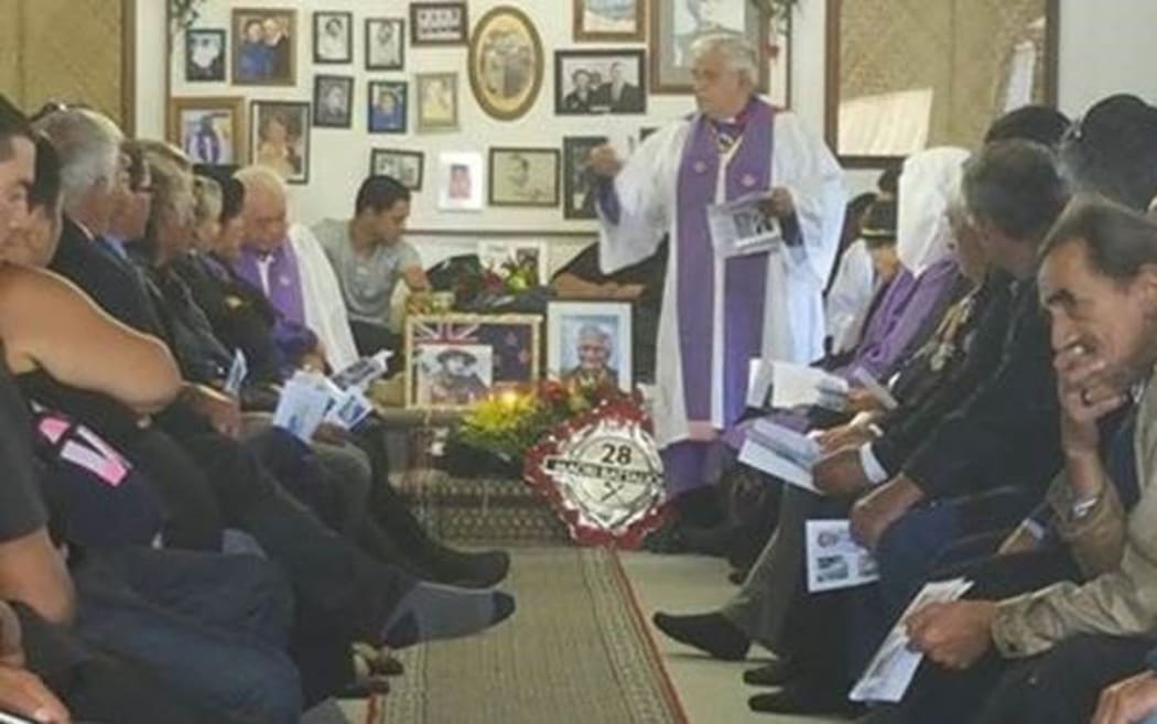 Joe Everitt delivers part of the service at 28th Māori Battalion A Company veteran Charlie Petera's tangi.