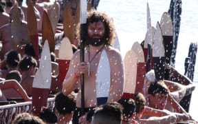 Dutch kaihautū (captain) Koos Wabeke during last year’s Waitangi Day commemorations.