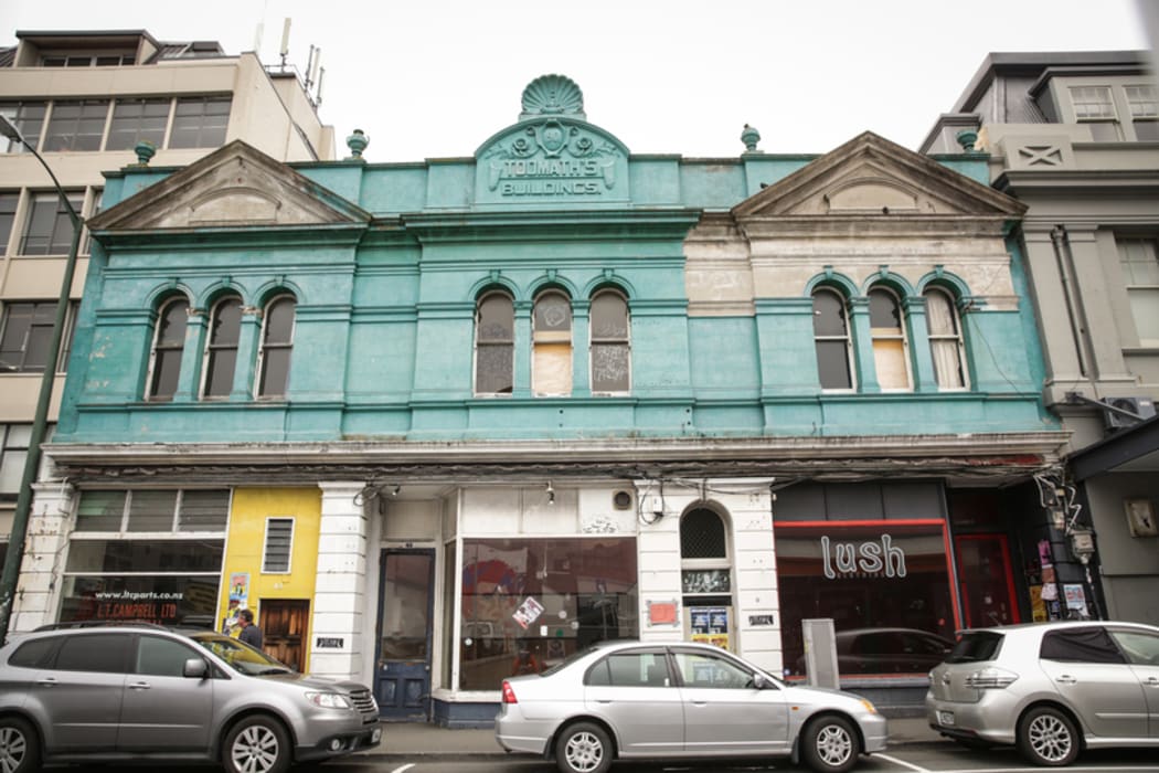 Toomath Building on Ghuznee Street in Wellington has had a red sticker for many years.