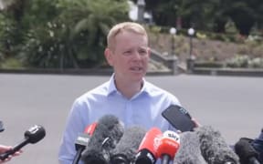 Chris Hipkins speaks to media after being announced as the sole contender in the Labour Party leadership contest.