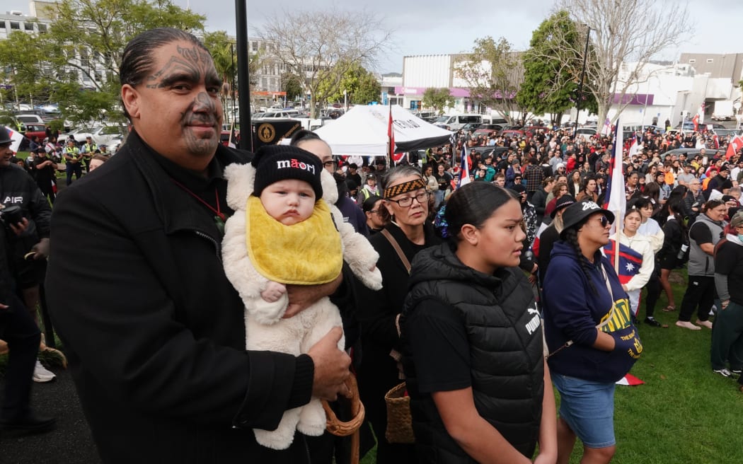 Ngātiwai chairman Aperahama Kerepeti-Edwards brought his four-month-old grandson Tākiri Tū Te Ata, born on the eve of the national gathering at Turangawaewae Marae earlier this year and named in its honour.