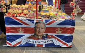 Flags and shop window displays in London as the city prepares for the coronation of King Charles III.