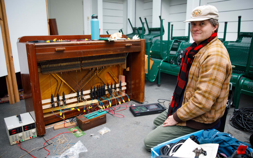 Fat Freddy Drop's Toby Laing with his modified pianette.