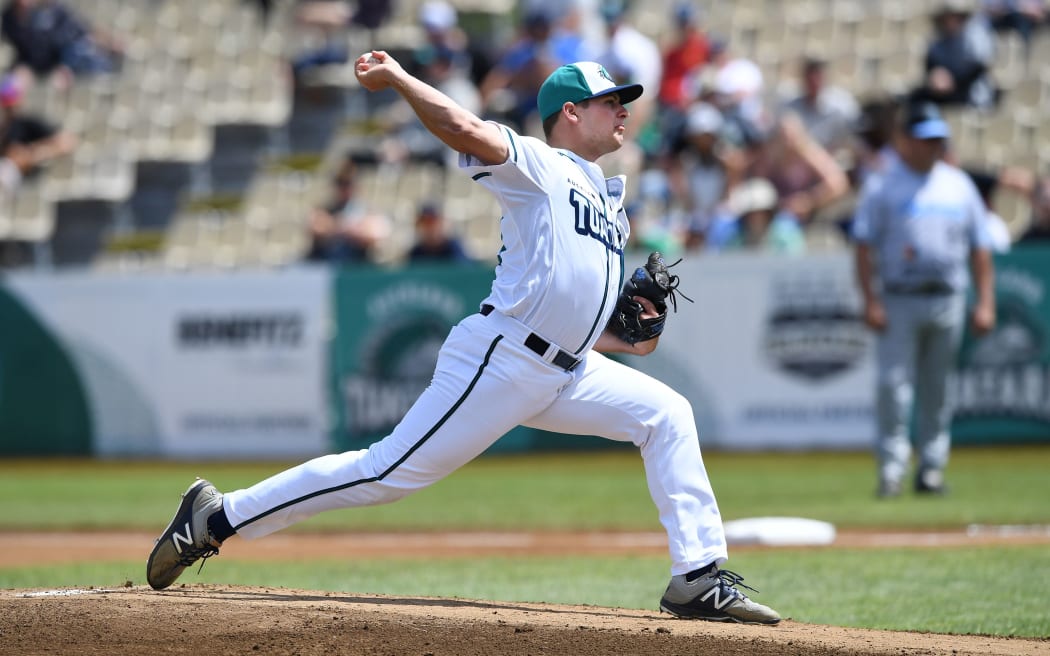 Auckland Tuatara pitcher Jimmy Boyce.