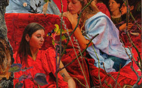 Cover image of the Clementine Valentine album 'The Coin that Broke the Fountain Floor'. Painting by Andrew McLeod