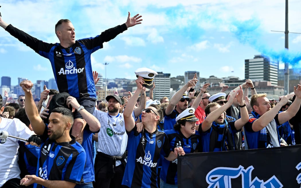 Fans arrive before the A-League - Wellington Phoenix v Auckland FC at Sky Stadium, Wellington.