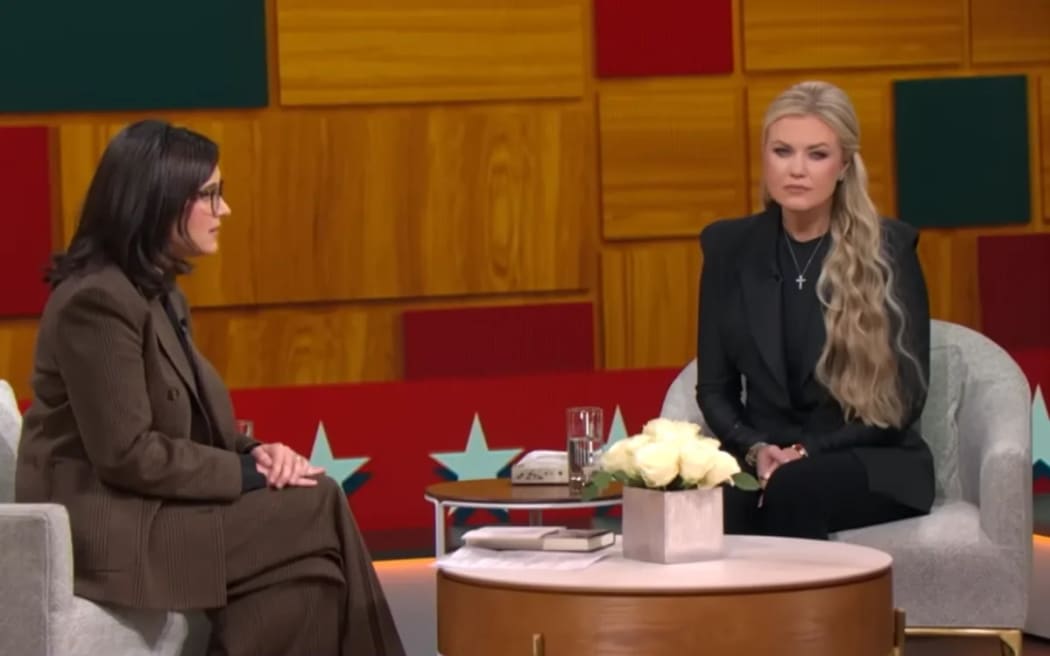 Bari Weiss, left, hosted a town hall on CBS with Erika Kirk, the widow of Charlie Kirk.