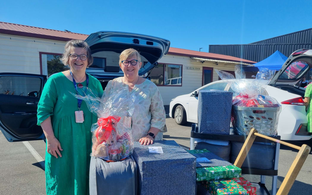 Rachel Marshall and Stephanie Cook dropped off a hamper put together by their Nursing Workforce Development Team at Te Whatu Ora Waitaha.