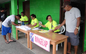 This file photo from the 2015 national election in the Marshall Islands shows a polling station for Rongelap Atoll voters at a local school in Majuro.