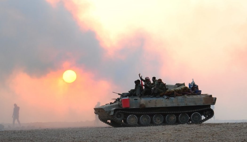 A tank in the city of al-Bukamal, an Islamic State stronghold in eastern Syria.