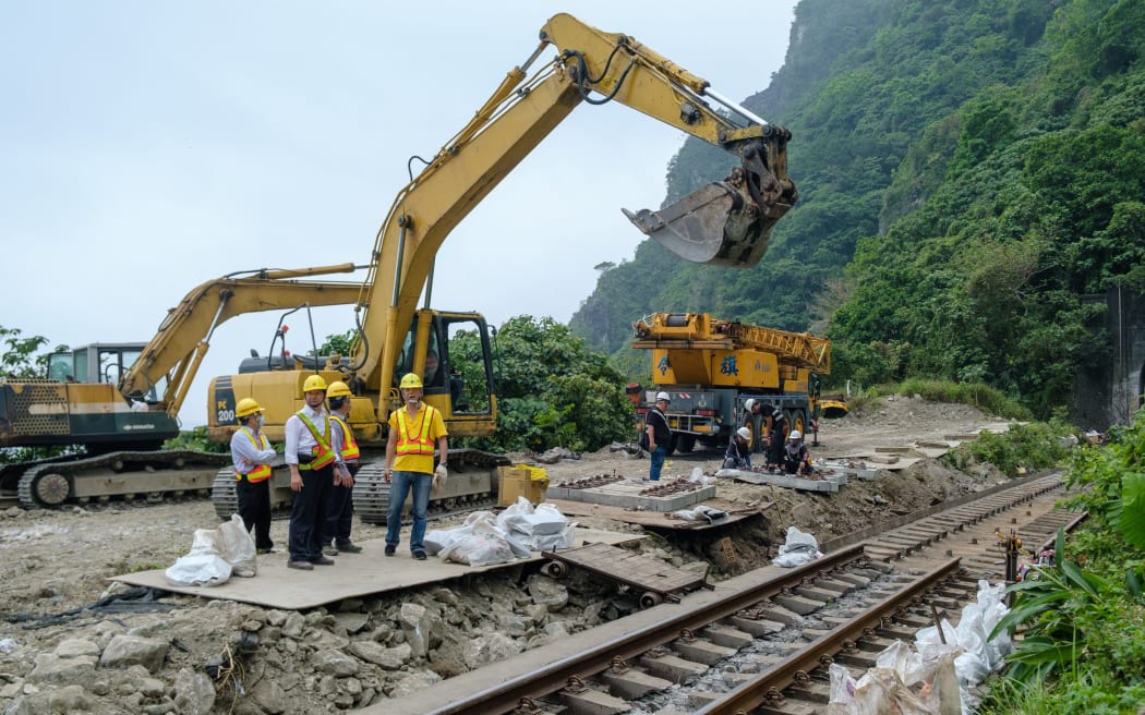 HUALIEN, TAIWAN - APRIL 3: A view from the site of the train crash the day after passenger train carrying more than 350 passengers derailed with at least 51 dead and dozens injured in Hualien, Taiwan on April 3, 2021.