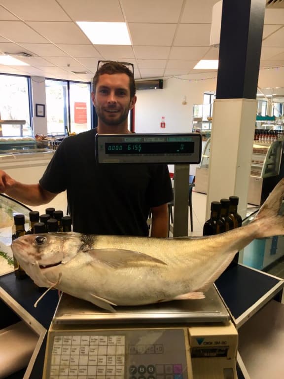 Eddie Jackson with his record catch.