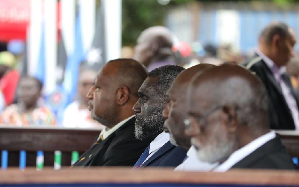 Papua New Guinea Prime Minister James Marape, on the left, attended the swearing-in of the fifth Bougainville House of Representatives.
