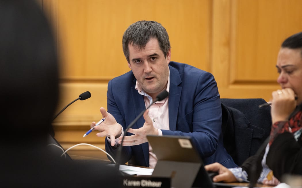 Chris Bishop in Select Committees during the 2023 Estimates Hearings.