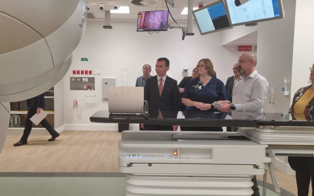 Health Minister Simeon Brown checks out the LINAC machine at the Taranaki Cancer Centre.